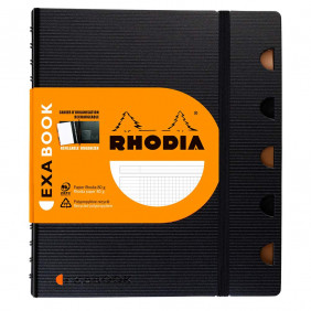 RHODIA 132572C - Cahier d'Organisation Rechargeable Exabook Noir A5+ - Petits Carreaux - 160 pages Détachables