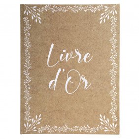 Exacompta - Réf. 47234E -1 Livre d'or Kraft - Format vertical 27 x 22 cm - Tranche or avec titre en lettres dorées