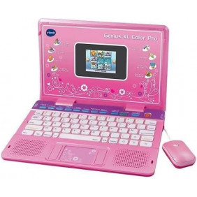 VTech - Genius XL Color Pro Bilingue Rose, Ordinateur Enfant avec Écran Couleur, Souris, 90 Activités Éducatives et Évolutives