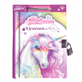 Mon journal intime Licornes - Avec un stylo à paillettes - Grand Format