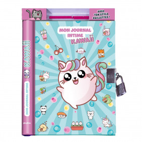 Mon journal intime Kawaii - Avec 1 stylo paillettes - Grand Format