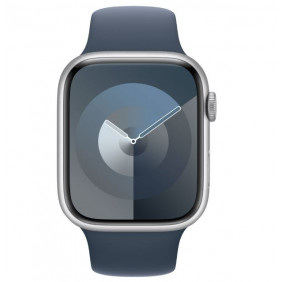 Apple Watch Series 9 GPS reconditionnée, boîtier en aluminium argenté de 45 mm avec bracelet sport bleu tempête M/L