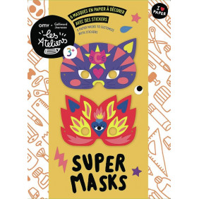 Super masks - 6 masques en papier à décorer avec des stickers - Grand Format