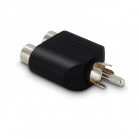 Adaptateur 1 rca male / 2 rca femelles - nickel