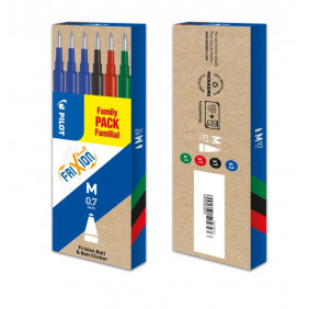 Recharge roller pilot frixion ball click er encre gel pointe moyenne 0.7mm det 6 units 3b