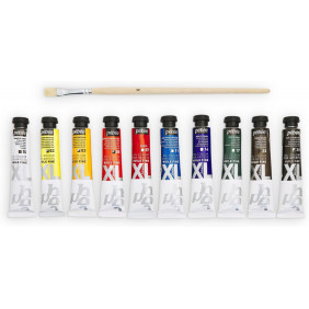 Huile fine étui 10 tubes assortis et pinceau
