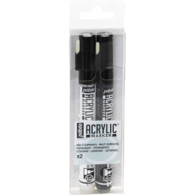 Pébéo 205501 Set 2 Decomarkers Peinture Blanc/Noir