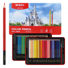 Crayons aquarelle M&G dans une boîte en fer blanc, lot de 48 pièces