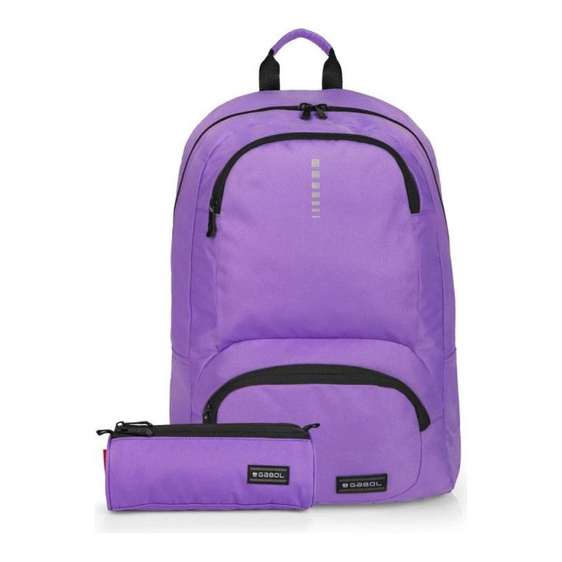 Sac à dos d'école Gabol, trousse à crayons, lilas, 25 L
