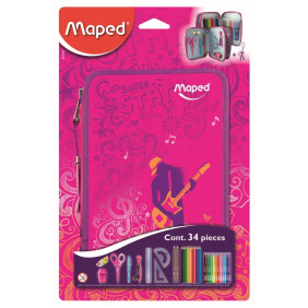 Maped - Trousse scolaire Garnie 2 Etages - 34 Pièces Fournitures Scolaires