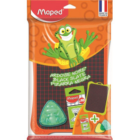 Maped - Ardoise Scolaire Graphite avec Éponge + Boîte 10 Craies Blanches