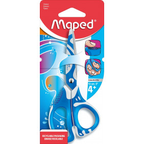 Maped - Ciseaux Zenoa Fit 13 cm - Ciseaux Enfants avec Anneaux Asymétriques Intérieur Souple Ciseaux Scolaires dès 4 Ans - Bleu