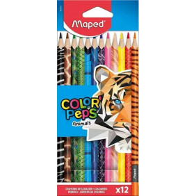 Maped - Crayons de Couleur Color'Peps Animals - Crayon de Coloriage Triangulaire Ergonomique