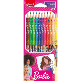 Maped - 12 Crayons de couleur Barbie - Crayons de coloriage en résine - Crayons de couleur enfants