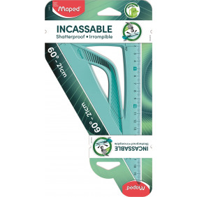 Maped - Équerre Incassable - Équerre 60° grand côté 21 cm - Toucher Soft - Équerre Scolaire Astucieuse avec 0 dans l’Angle Droit