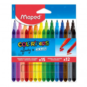 Coffret Maped Infinity de 15 crayons + 12 marqueurs Ocean - Dès 3 ans
