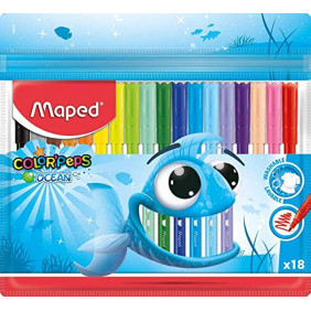 Maped - Feutres Lavables Color'Peps Ocean 18pcs - Dès 3 ans