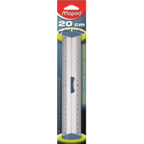 Maped 120120 - Double Décimètre Aluminium - Règle Plate 20 cm - Règle de Traçage en métal