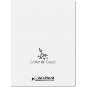 Conquérant Classique - Cahier de dessin polypro 24 x 32 cm - 96 pages blanches - transparent