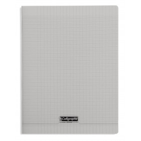 Calligraphe 18196C Un Cahier Agrafé Gris - Grands Carreaux - Papier Blanc 90 g - Couverture Polypro Transparent