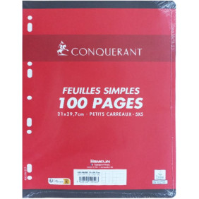 Recharges de feuilles - 9 trous Réf. 100103536 A4, 100 pages, à carreaux Conquérant