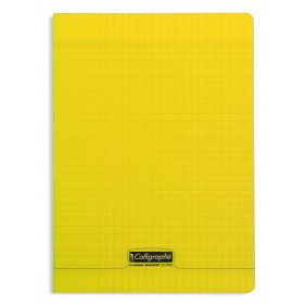 Calligraphe 18134C Un Cahier Agrafé Jaune - A4 21x29,7 cm - 96 Pages Grands Carreaux - Couverture Polypro Transparent