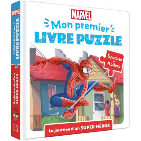 La journée d'un super - héros. 5 puzzles de 4 pièces