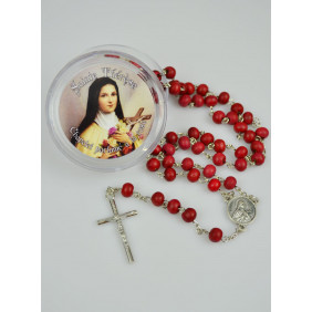 Chapelet de Lourdes en Bois de Rose - Médaille Sainte Thérèse