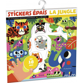 La jungle avec 25 stickers repositionnables, 4 décors