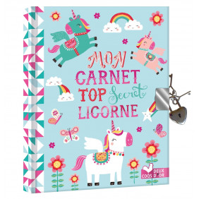 Mon carnet top secret licorne avec un cadenas et deux clés - Dès 6 ans