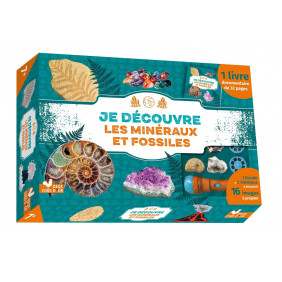 Je découvre les minéraux et fossiles - coffret avec lampe et kit excavation
