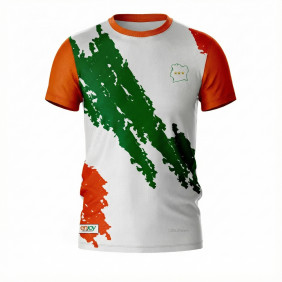 Maillot enjoy blanc avec griffure orange et vert