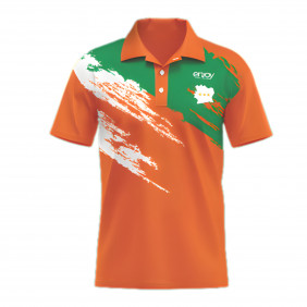 Polo Enjoy Orange avec griffure blanche et verte