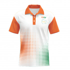 Polo Enjoy Blanc avec pointillé orange et vert