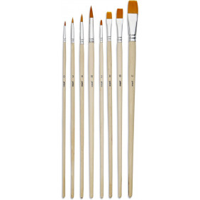 8 pinceaux - Plat - Rond - Acrylique et huile - Fibres synthétiques - Manche long - Pébéo