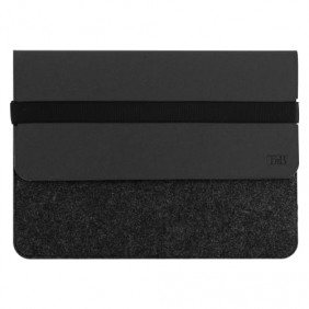 Pochette PC éco en cuir et feutrine noir - T'nB