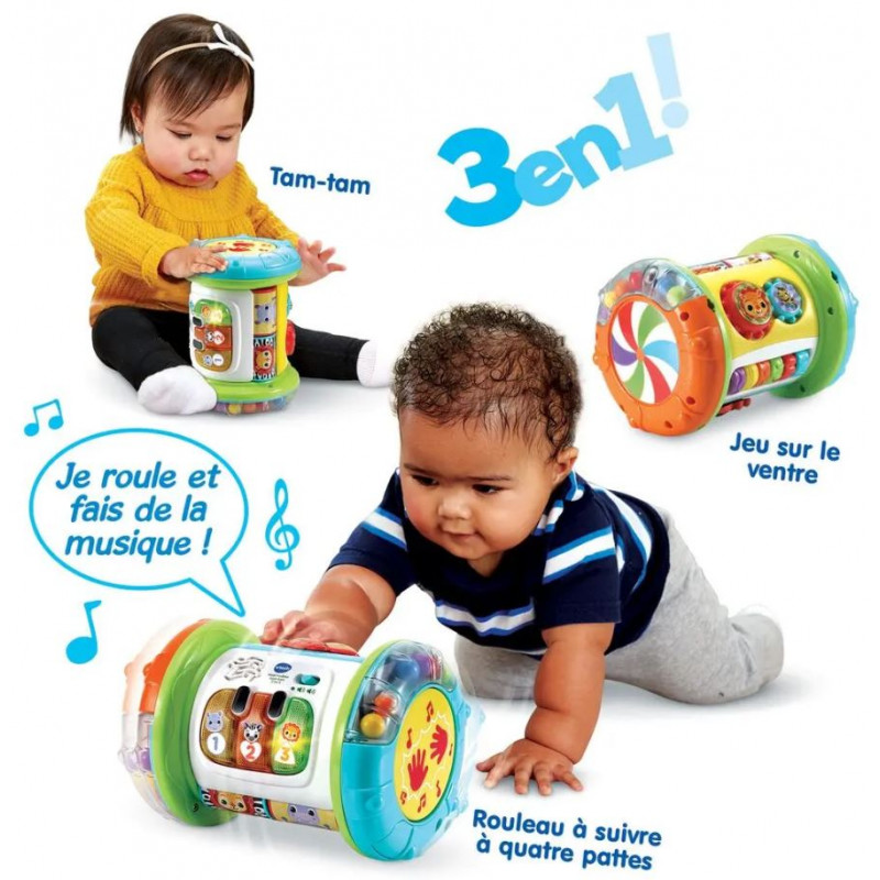 VTech Magi Rouleau Tam-Tam 3 En 1 – Jouet Musical Évolutif – Dès 9 Mois – Version Française – Développement Motricité