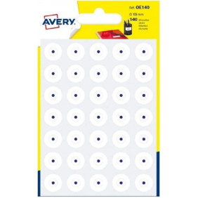 AVERY - Sachet de 140 oeillets autocollants blancs. Diamètre 13 mm