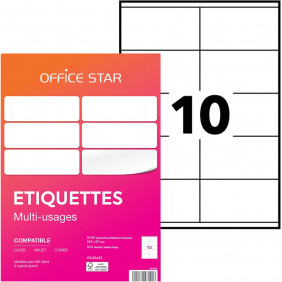 Office Star - 1000 Étiquettes multi-usages blanches - 105 x 57 mm