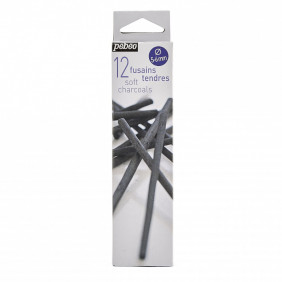 Boite de 12 bâtons de fusains tendres 5 -6 mm