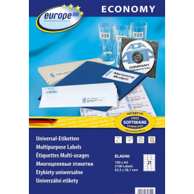 Europe100 - 2100 Étiquettes multi-usages blanches - 63,5 x 38,1 mm - réf ELA040