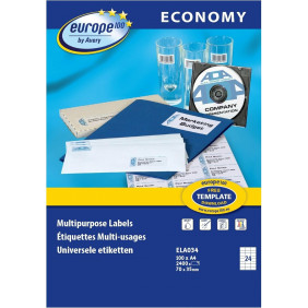 Europe100 - 2400 Étiquettes multi-usages blanches - 70 x 35 mm - réf ELA034