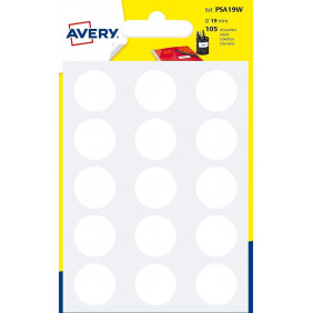AVERY - 105 pastilles Planche A6, Blanc, 19 mm