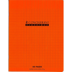 Cahier pique 17*22 48P orange seyes polypro