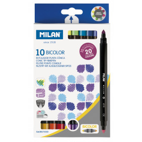 Feutres Bicolores Milan Boîte 10 5 Mm Plastique