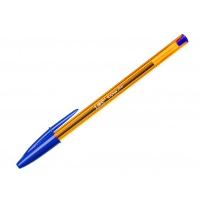 Stylo bille fin bleu corps cristal orange