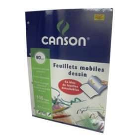 DESSIN CANSON BLANC A4 100 PAGES FEUILLE MOBILE 90G BLOC