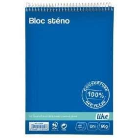 BLOC STENO SPIRALE A5 TRAVERS +2 MARGES   60GR 72 FEUILLES