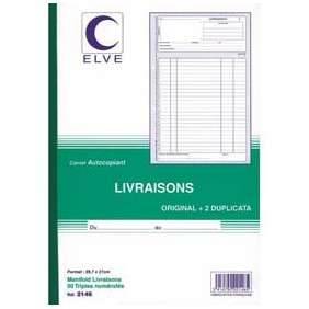CARNET BON DE LIVRAISON A5 AUTOCOPIANT TRIPLI