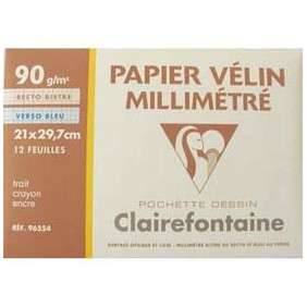 CLAIREFONTAINE - 742679 - POCHETTE DE 12 FEUILLES PAPIER MILLIMETRE - 90G - A4
